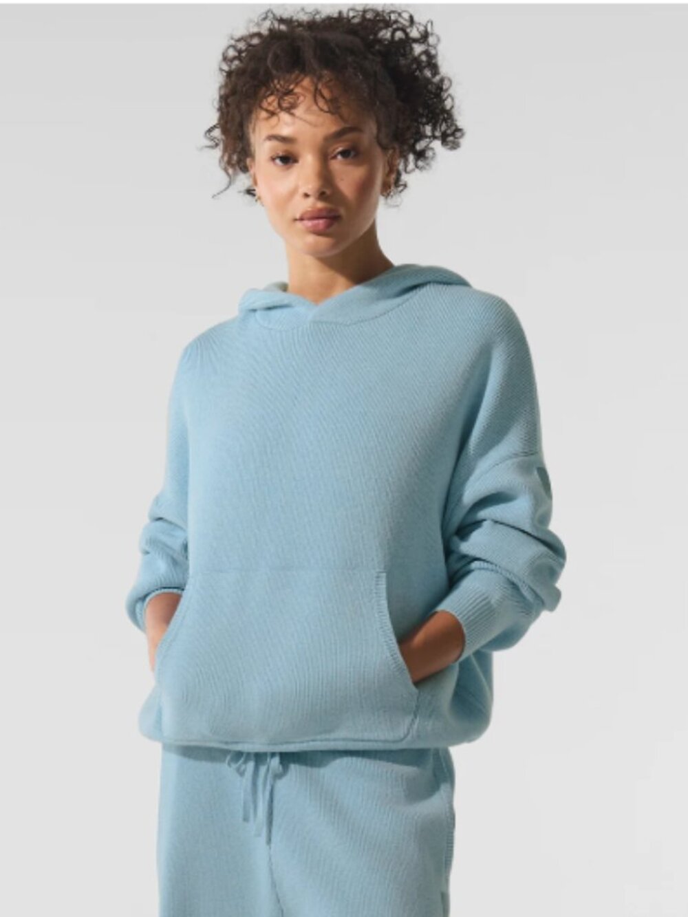 LIKE NEW ALO Scholar Hooded Sweater, Celestial Blue Heather, size XXS